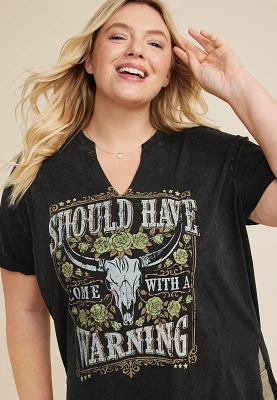 Plus Size Should Have Come With A Warning Oversized Graphic Tee