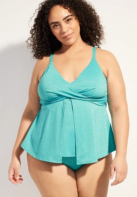 Plus Sparkle Flyaway Tankini Swim Top