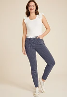 Bengaline Striped Belted Cropped Dress Pant