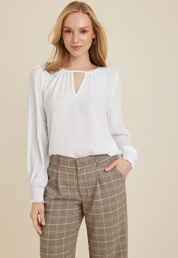 Keyhole Front Blouse