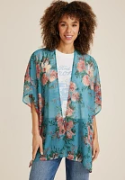 Teal Floral Kimono