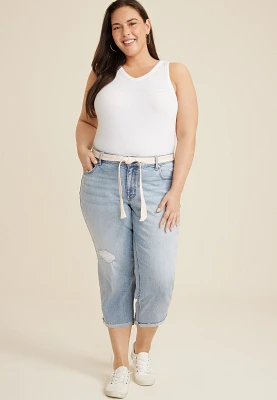 Plus m jeans by maurices™ Mid Rise Belted Waist Straight Cropped Jean