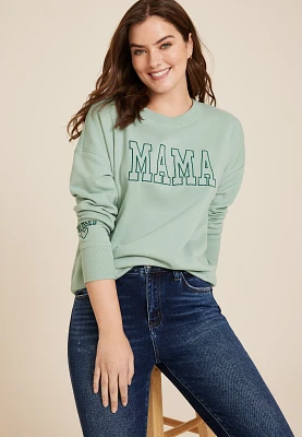 Mama Embroidered French Terry Sweatshirt