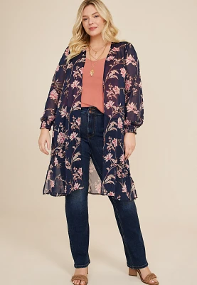 Plus Floral Kimono