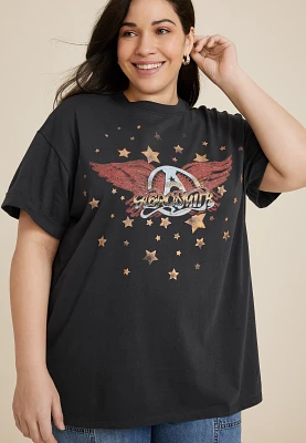 Plus Aerosmith Vintage Oversized Fit Graphic Tee