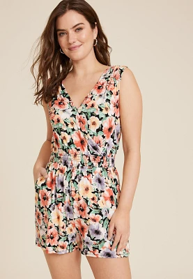 24/7 Floral Surplice Romper