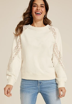 Eyelet Sleeve Sweatshirt