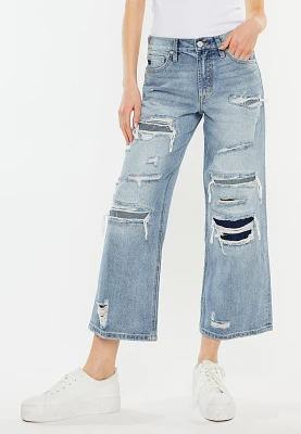 KanCan™ Ripped High Rise Wide Leg Cropped Jean