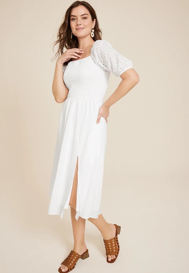 Maurices Eyelet Puff Sleeve Midi Dress at Hamilton Place in Chattanooga, TN