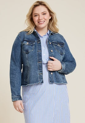 Plus Dark Denim Cinched Jacket