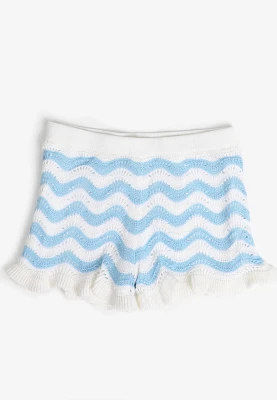 Girls Striped Sweater Mid Rise Short