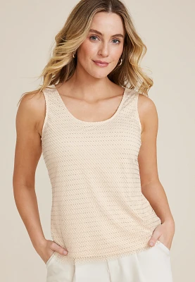 Rhinestone Mesh Scoop Neck Tank Top