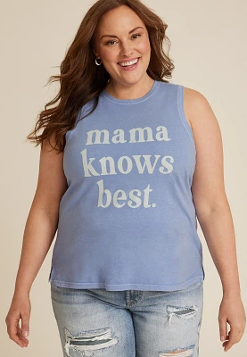 Plus Sunseeker Mama Knows Best Classic Fit Graphic Tank