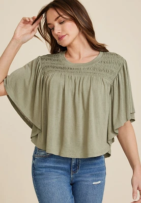 Smocked Butterfly Sleeve Top