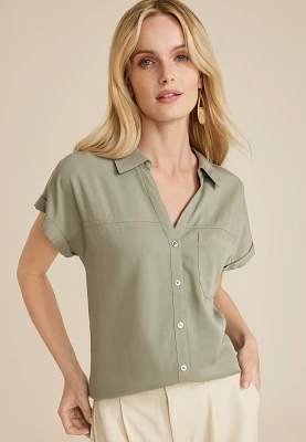 Utility Dolman Button Down Shirt