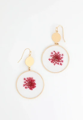 Pressed Pink Floral Drop Earrings