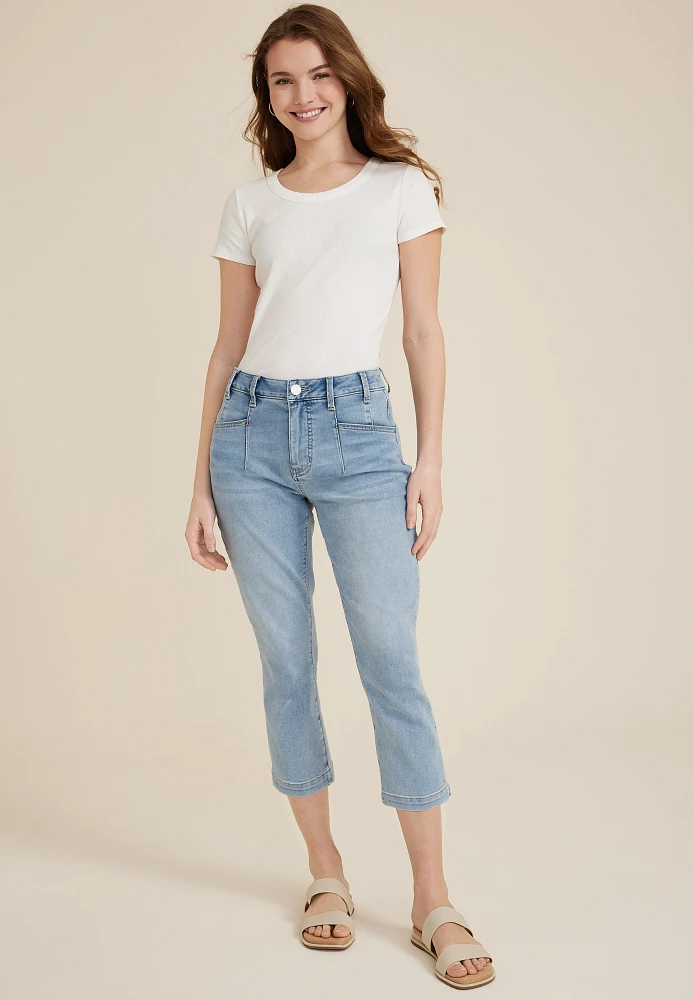 m jeans by maurices™ Everflex™ Curvy High Rise Seamed Waist Cropped Jean