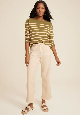 Patch Pocket High Rise Wide Leg Pant