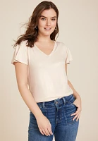 24/7 Waverly Shimmer Flutter Sleeve Tee