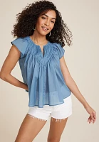 Woven Flutter Sleeve Blouse