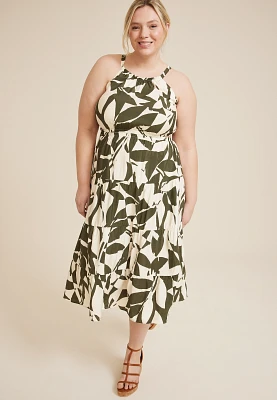 Plus Floral Side Cutout Maxi Dress