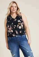 Plus 24/7 Morgan Floral V Neck Tank Top