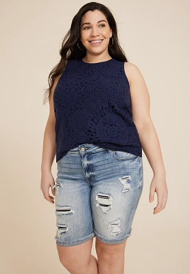 Plus Crochet Front Tank Top