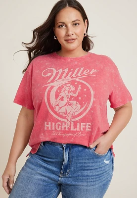 Plus Miller High Life Vintage Oversized Fit Graphic Tee