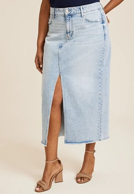 Plus m jeans by maurices™ Light High Rise Nonstretch Denim Maxi Skirt