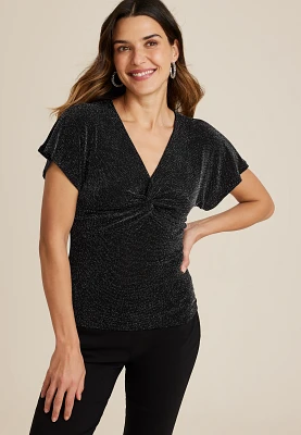 Shimmer Twist Front Blouse