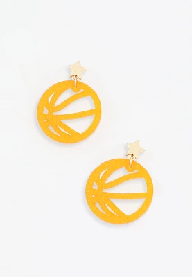 Sparkle Resin Basketball Drop Earrings