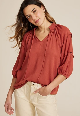 Tiered Puff Sleeve Blouse