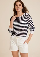 Striped Open Stitch Sweater