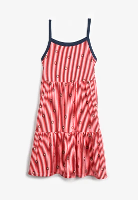 Girls Striped Ringer Tiered A Line Dress