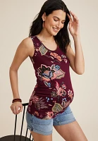 Floral Scoop Neck Maternity Tank Top