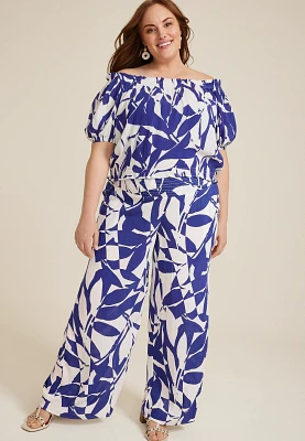 Plus Size High Rise Printed Palazzo Pant