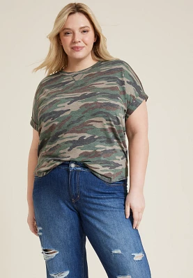 Plus 24/7 Clara Camo Short Sleeve Tee