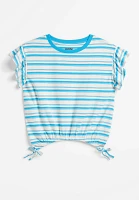 Girls Striped Flutter Sleeve Tee