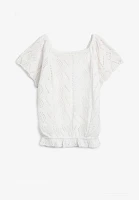 Girls Short Flutter Sleeve Sweater