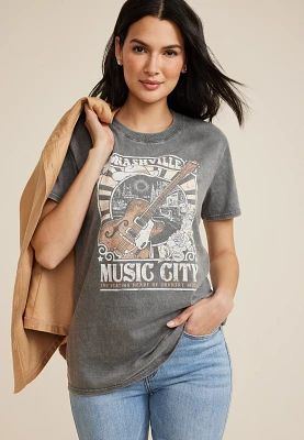 Nashville Music City Oversized Fit Graphic Tee