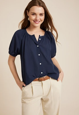 Puff Sleeve Button Down Blouse