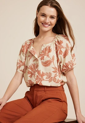 Puff Sleeve Button Down Blouse