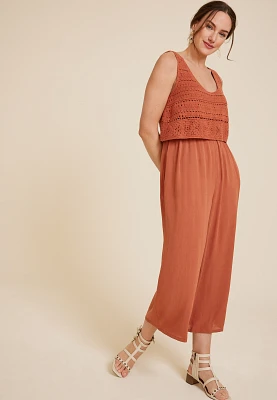 Crochet Bodice Wide Leg Jumpsuit