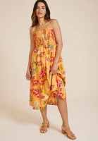 Floral Smocked Poplin Midi Dress