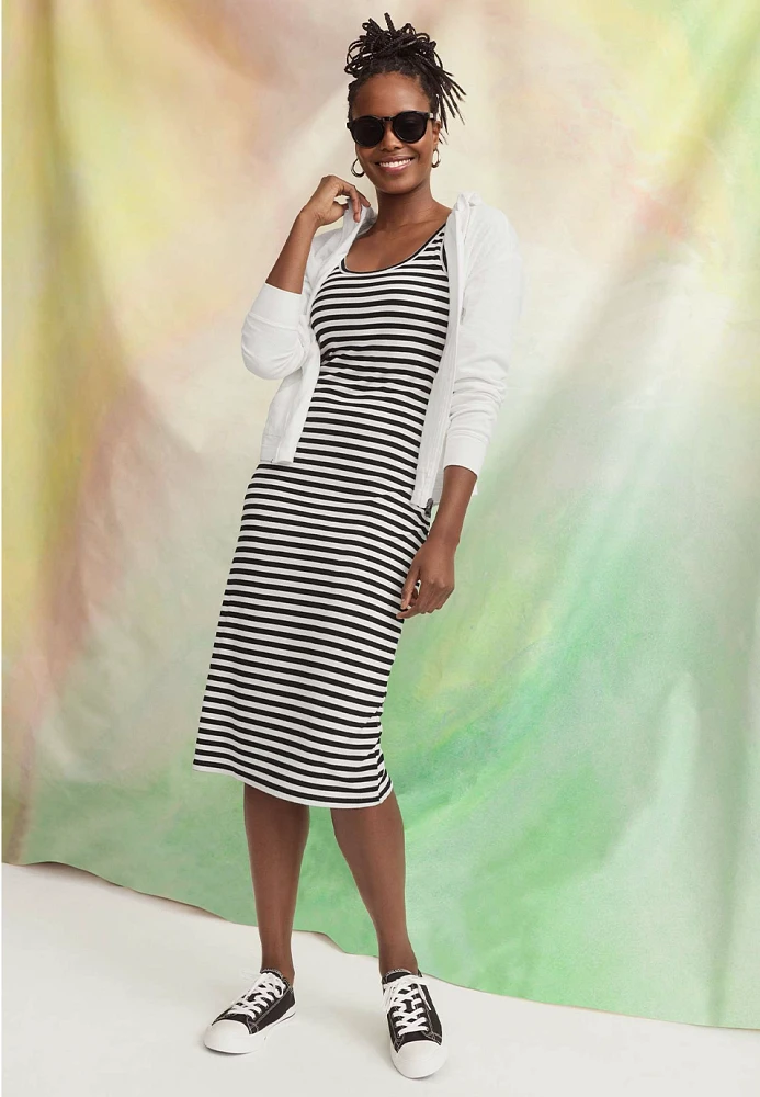 24/7 Bra Cup Striped Midi Dress