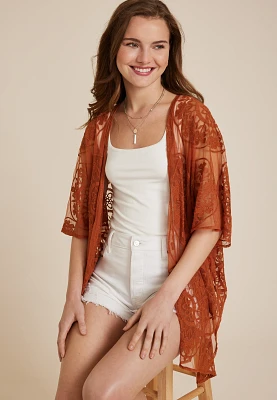 Mesh Embroidered Kimono