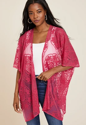 Mesh Embroidered Kimono