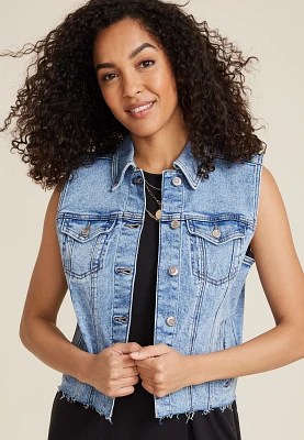 Raw Hem Denim Vest