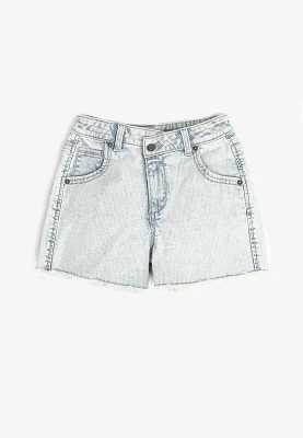 Girls Striped Criss Cross Denim Short