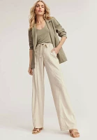 Soft Linen High Rise Cargo Wide Leg Pant